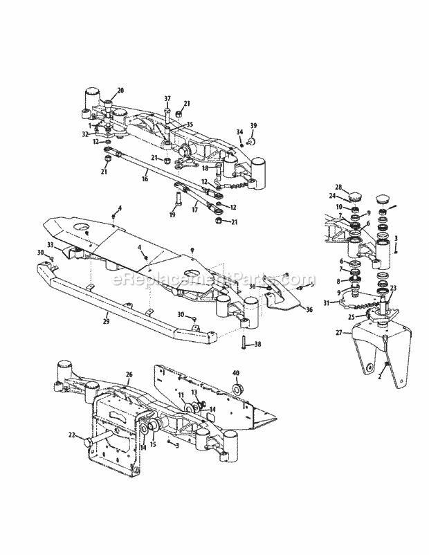 Front Axle Assembly Diagram and Parts List for S6031-KW 53DI8DU6050 Cub Cadet Sprayer